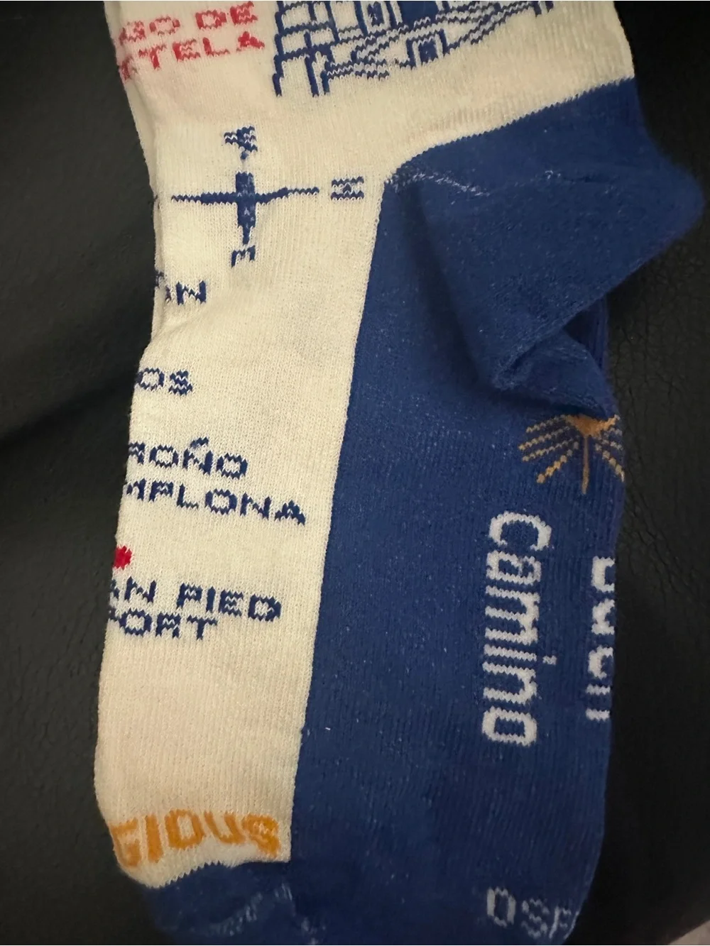 Camino de Santiago Crew Socks - Blue & White